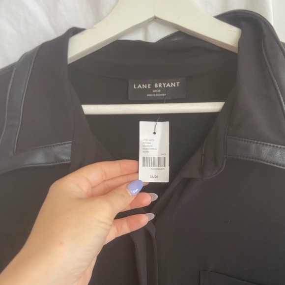 Lane Bryant Black Casual leather Button Down Shirt Size 18/20 NEW - Picture 5 of 12